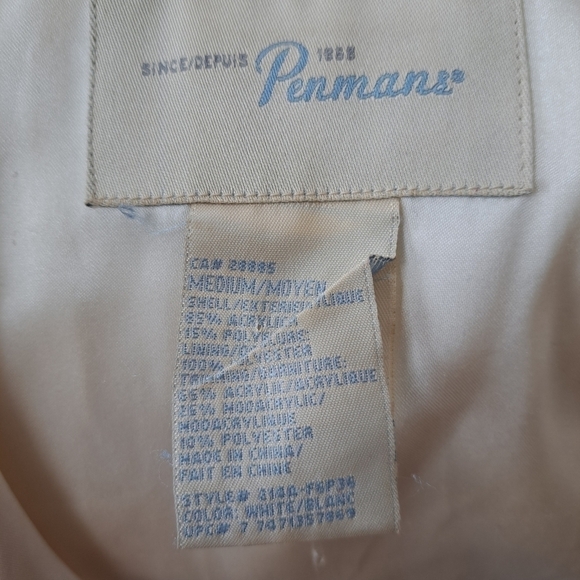 Vintage Penmans faux fur womens coat with hood, off white, Medium,bears pattern - Picture 14 of 16